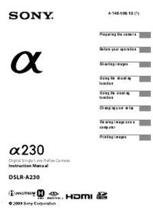 Sony A230 manual. Camera Instructions.